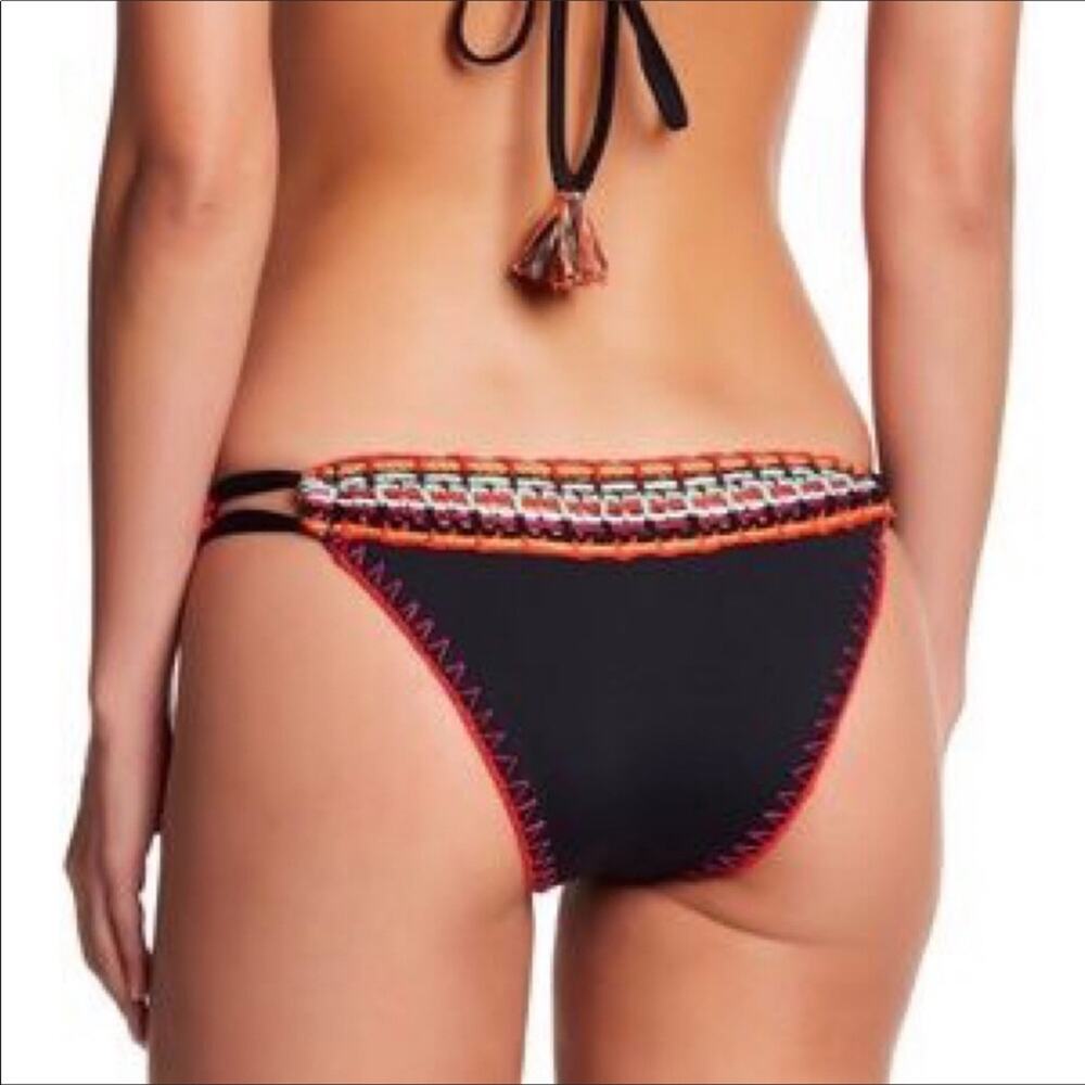 Isabella Rose NWT Swim Bikini Bottom Black Bohemian Bali Loop Tie Side - Picture 2 of 8